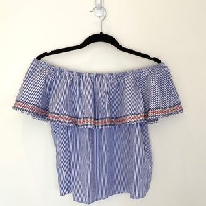 NWT Red Dress Boutique Off the Shoulder Top with Embroidery